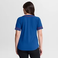 T-shirt raglan à col en V Fanatics Royal Texas Rangers Diva Race Ahead pour femme