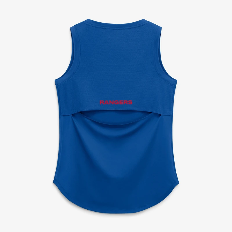 Women's Fanatics Royal Texas Rangers Draped Mesh Back Performance Tank Top