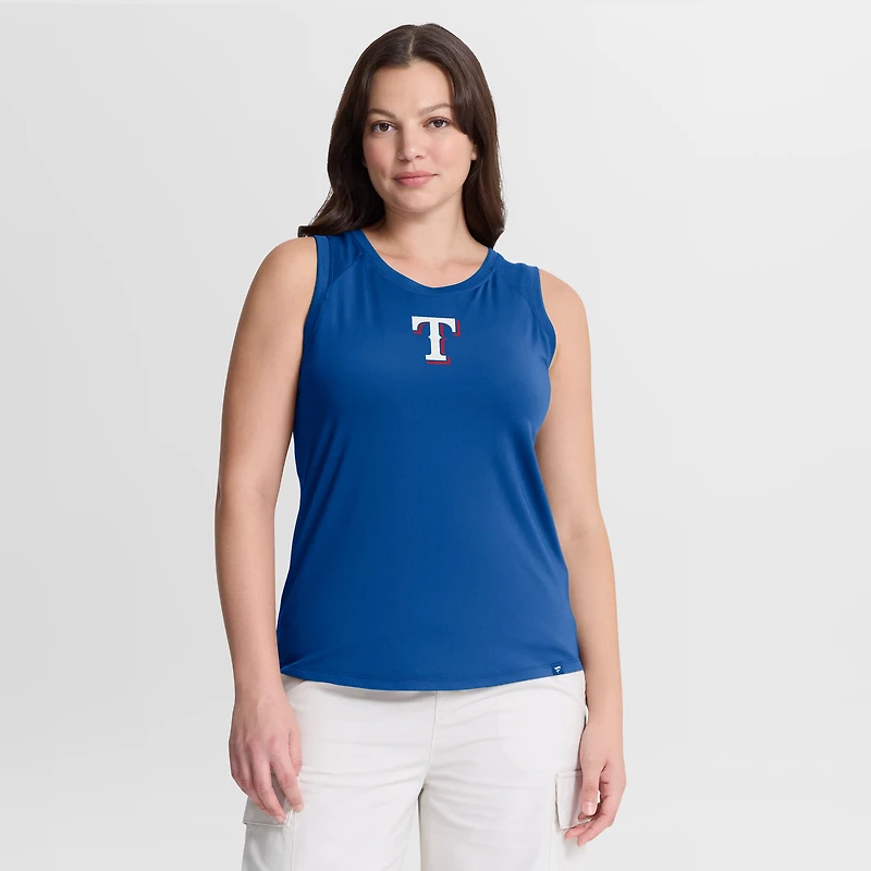 Women's Fanatics Royal Texas Rangers Draped Mesh Back Performance Tank Top