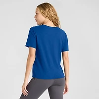 T-shirt boxy flammé Fanatics Royal Texas Rangers pour femme, favori des fans du stade