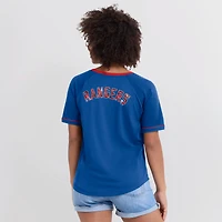 Women's Fanatics Royal Texas Rangers League Diva Star Raglan V-Neck T-Shirt