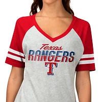 Women's G-III 4Her by Carl Banks Heather Gray Texas Rangers Goal Line Raglan V-Neck T-Shirt