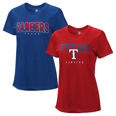 Women's G-III 4Her by Carl Banks  Royal/Red Texas Rangers Two T-Shirt Combo Pack