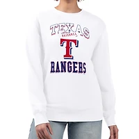 Women's G-III 4Her by Carl Banks White Texas Rangers Team Logo Graphic Tri-Blend Fleece Pullover Sweatshirt