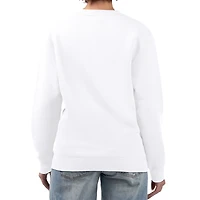 Women's G-III 4Her by Carl Banks White Texas Rangers Team Logo Graphic Tri-Blend Fleece Pullover Sweatshirt