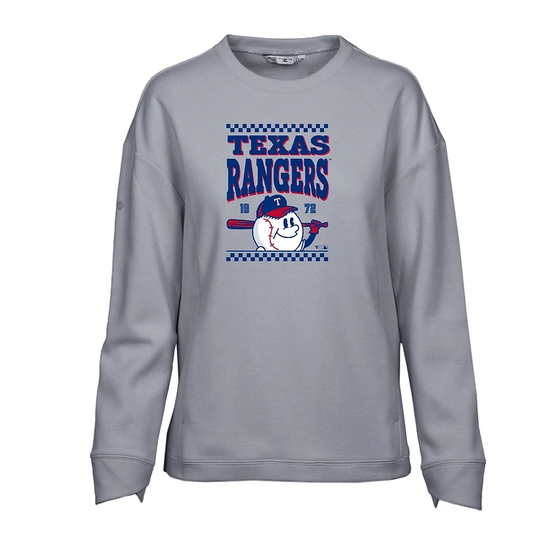 Women's Levelwear Gray Texas Rangers Fiona Inaugural Pullover Sweatshirt