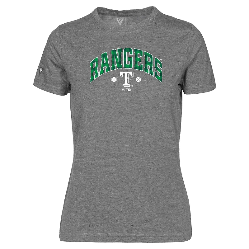 T-shirt à carreaux Maddox pour la Saint-Patrick des Texas Rangers femme Levelwear gris