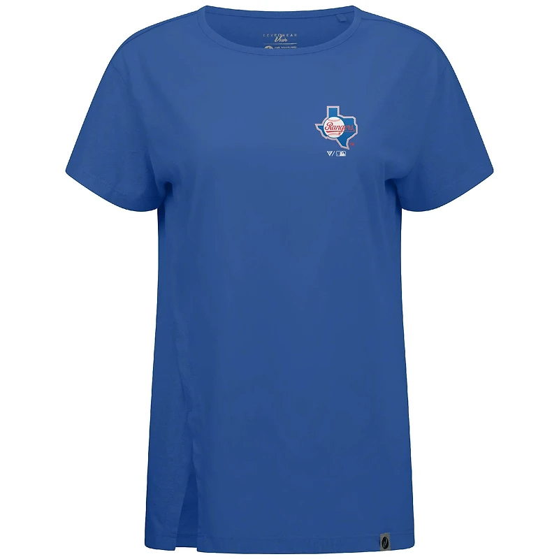 Women's Levelwear Royal Texas Rangers Influx Cooperstown Core Logo T-Shirt