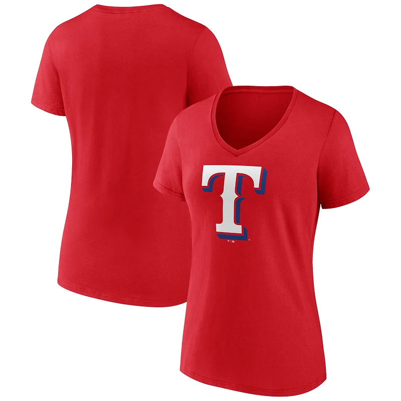 Women's Logo Athletic Red Texas Rangers Official V-Neck T-Shirt