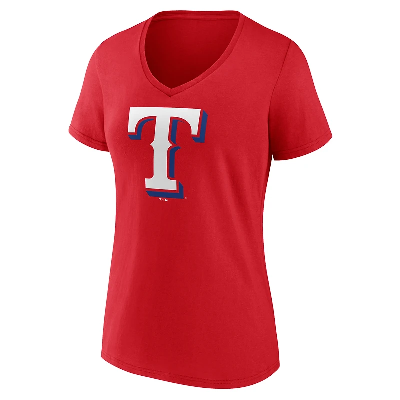 Women's Logo Athletic Red Texas Rangers Official V-Neck T-Shirt