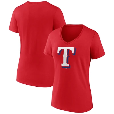 Women's Logo Athletic  Red Texas Rangers Official V-Neck T-Shirt