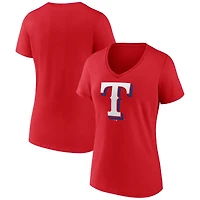 Women's Logo Athletic  Red Texas Rangers Official V-Neck T-Shirt