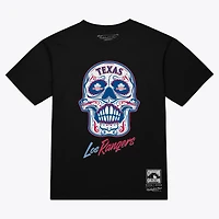 Women's Mitchell & Ness  Black Texas Rangers Sugar Skull Boxy T-Shirt