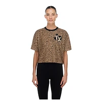 Women's New Era  Brown Texas Rangers Leopard Boxy Cropped T-Shirt