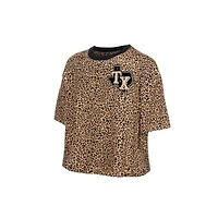 Women's New Era  Brown Texas Rangers Leopard Boxy Cropped T-Shirt