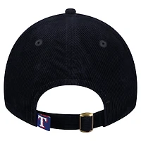 Casquette ajustable en velours côtelé bleu foncé 9TWENTY Texas Rangers de New Era pour femme