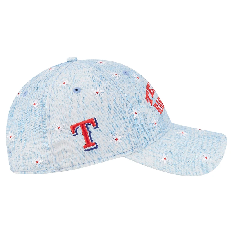 Women's New Era Light Blue Texas Rangers Daisy All Over 9TWENTY Adjustable Hat