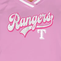 T-shirt à col en V rose clair Texas Rangers Gameday de New Era pour femme