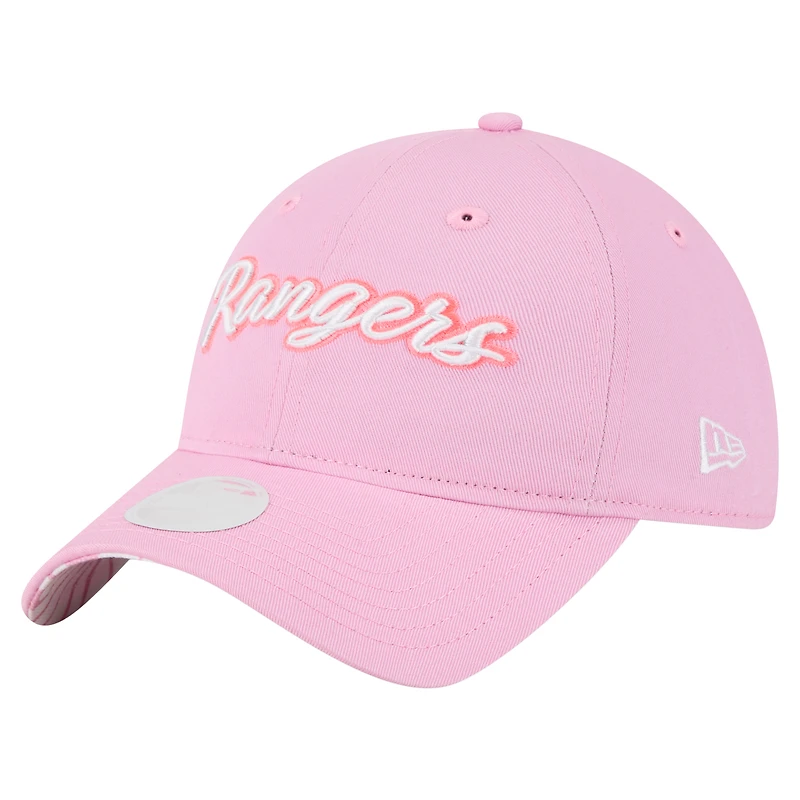 Casquette ajustable 9TWENTY rose Texas Rangers pour femme de New Era, idéale pour la fête des mères