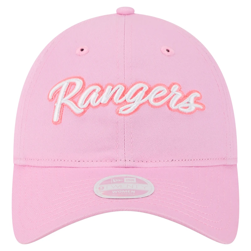 Casquette ajustable 9TWENTY rose Texas Rangers pour femme de New Era, idéale pour la fête des mères