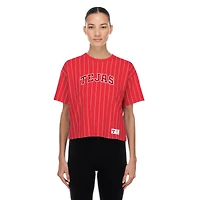 Women's New Era Red Texas Rangers 2026 City Connect Pinstripe T-Shirt