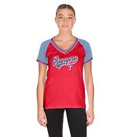 T-shirt à col en V rouge New Era pour femmes, Texas Rangers, jour de match