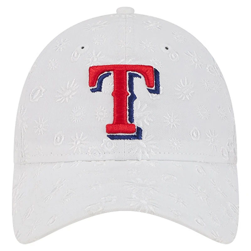 Casquette ajustable 9TWENTY en maille florale blanche Texas Rangers de New Era pour femme