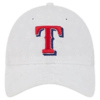 Casquette ajustable 9TWENTY en maille florale blanche Texas Rangers de New Era pour femme