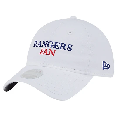 Casquette New Era blanche 9TWENTY pour femme, fan de l'équipe des Texas Rangers