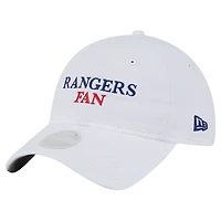 Casquette New Era blanche 9TWENTY pour femme, fan de l'équipe des Texas Rangers