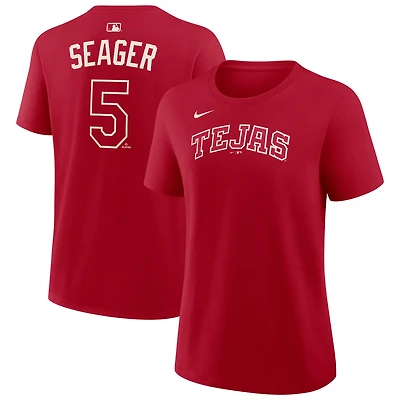 T-shirt Nike Corey Seager rouge Texas Rangers 2026 City Connect pour femme, avec nom et numéro