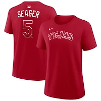 T-shirt Nike Corey Seager rouge Texas Rangers 2026 City Connect pour femme, avec nom et numéro