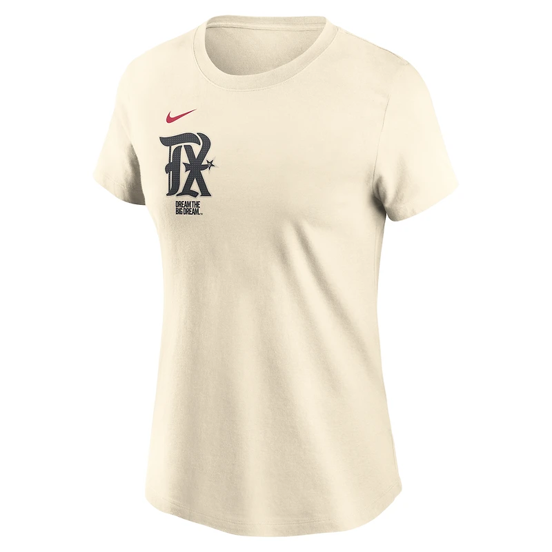 T-shirt Nike crème Texas Rangers City Connect Fuse pour femme avec nom et numéro