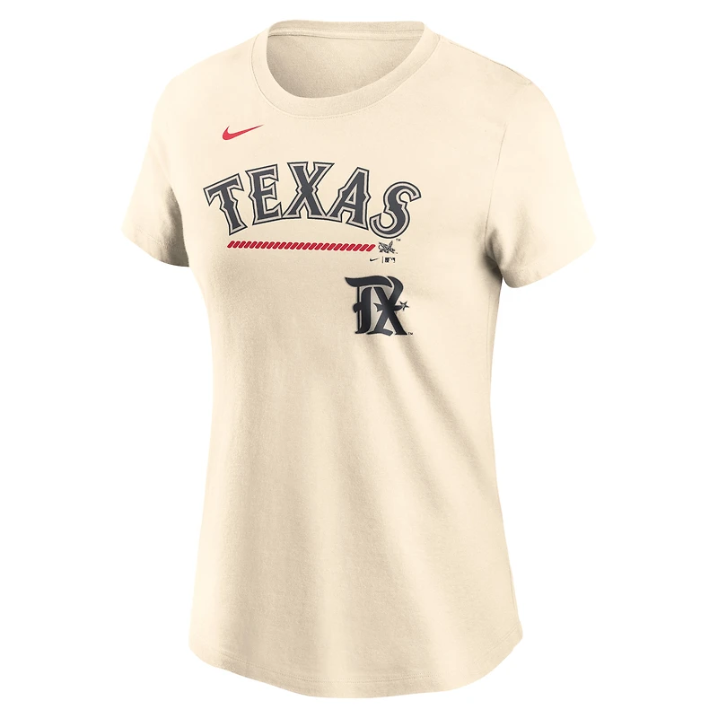 Women's Nike Cream Texas Rangers City Connect Wordmark T-Shirt