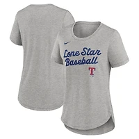Women's Nike Heather Gray Texas Rangers Script Tri-Blend T-Shirt