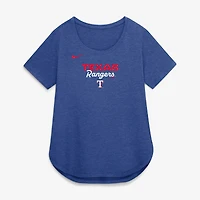 T-shirt Nike Heather Royal pour femme, Texas Rangers, en mélange de trois matières.