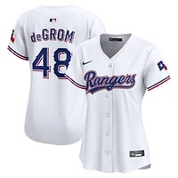 Maillot de joueur Nike Jacob deGrom blanc Texas Rangers domicile édition limitée pour femme