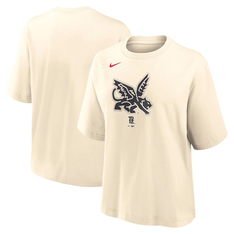 Women's Nike Natural Texas Rangers City Connect Logo Boxy T-Shirt
