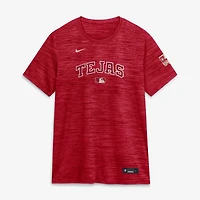 T-shirt Nike Velocity Dri-FIT pour femme, collection authentique City Connect 2026 des Texas Rangers rouges
