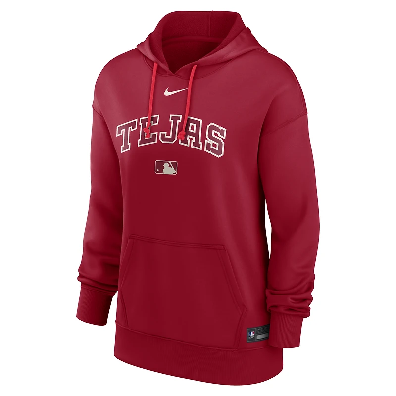 Women's Nike Red Texas Rangers Authentic Collection City Connect Therma Hoodie