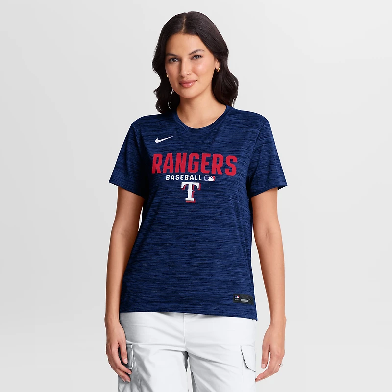T-shirt Nike Royal Texas Rangers Authentic Collection Velocity Dri-FIT pour femme