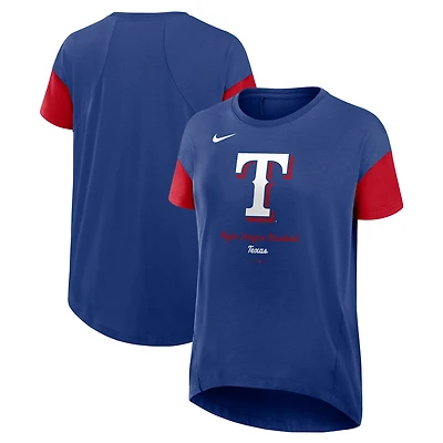 T-shirt Nike Royal Texas Rangers Flowy Fashion Tri-Blend Dri-FIT pour femme