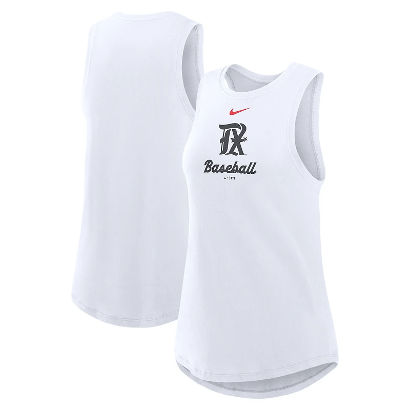 Débardeur Nike Dri-FIT blanc Texas Rangers City Connect Tricode à col montant pour femme