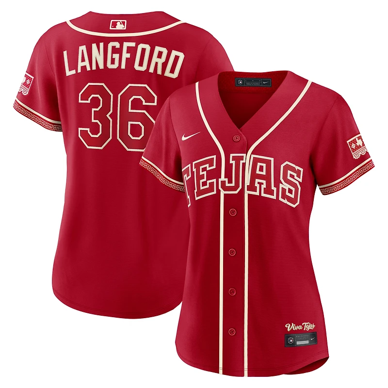 Women's Nike Wyatt Langford Red Texas Rangers 2026 City Connect Stadium Jersey