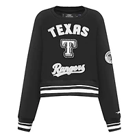 Women's Pro Standard Black Texas Rangers Pearl Cropped Pullover Sweatshirt