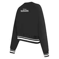 Women's Pro Standard Black Texas Rangers Pearl Cropped Pullover Sweatshirt