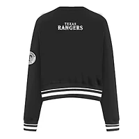 Women's Pro Standard Black Texas Rangers Pearl Cropped Pullover Sweatshirt
