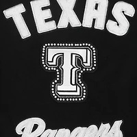Women's Pro Standard Black Texas Rangers Pearl Cropped Pullover Sweatshirt