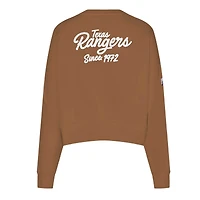 Women's Pro Standard Brown Texas Rangers Paint The City Pullover Cropped Sweatshirt