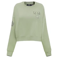 Women's Pro Standard Green Texas Rangers Neutral Oversized Boxy Cropped Pullover Sweatshirt